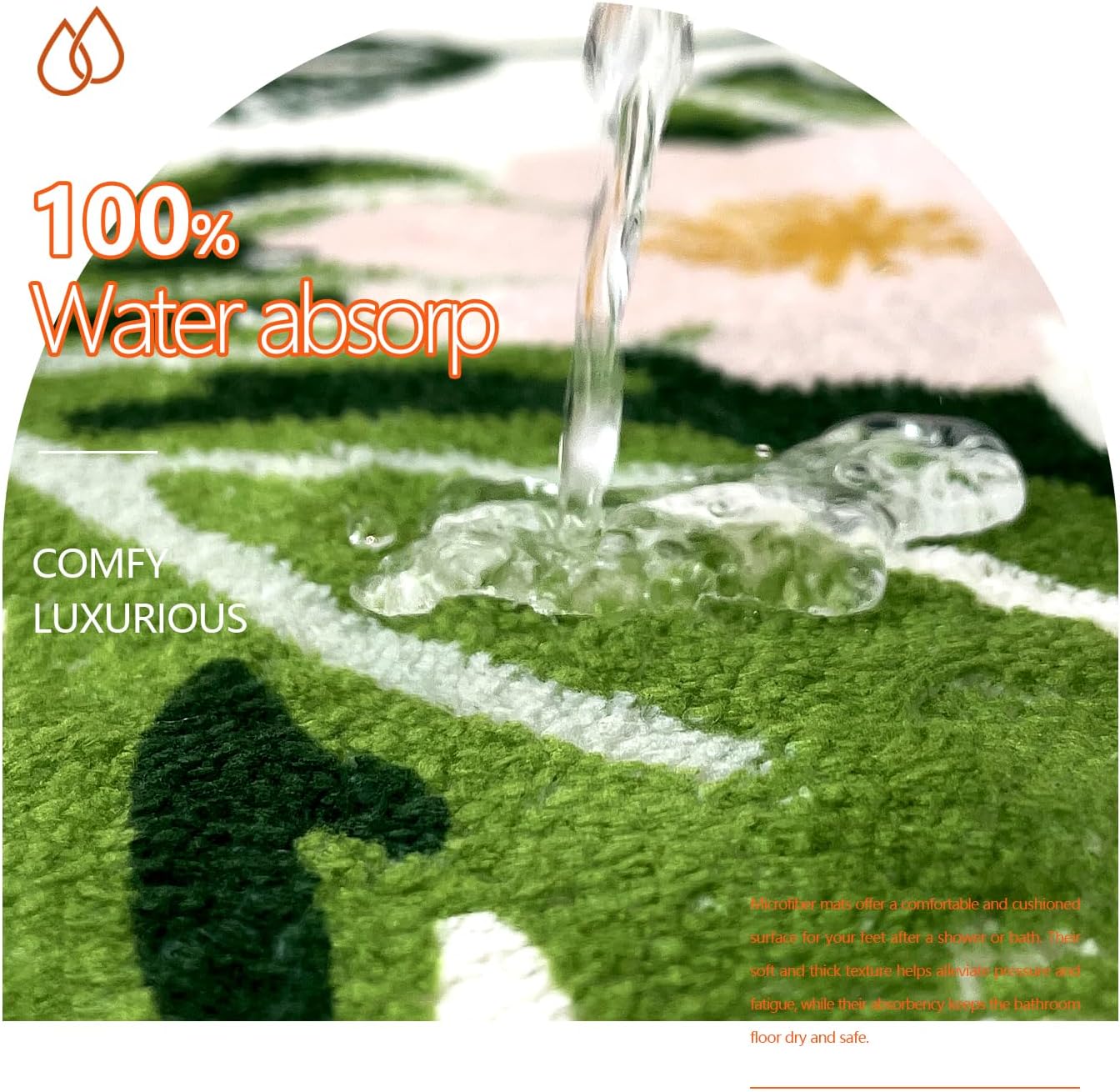 Green Leaf Bath Mat with Anti-Slip Design