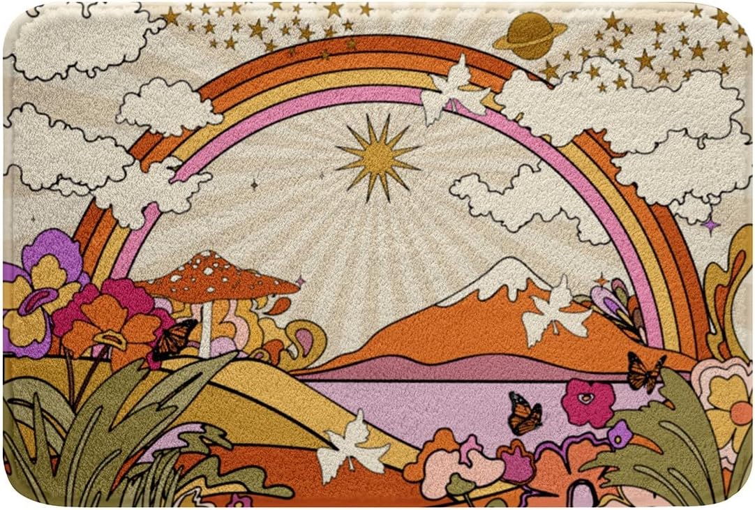 Floral Boho Bath Mat 24x16 Inch Ultra Soft Decor
