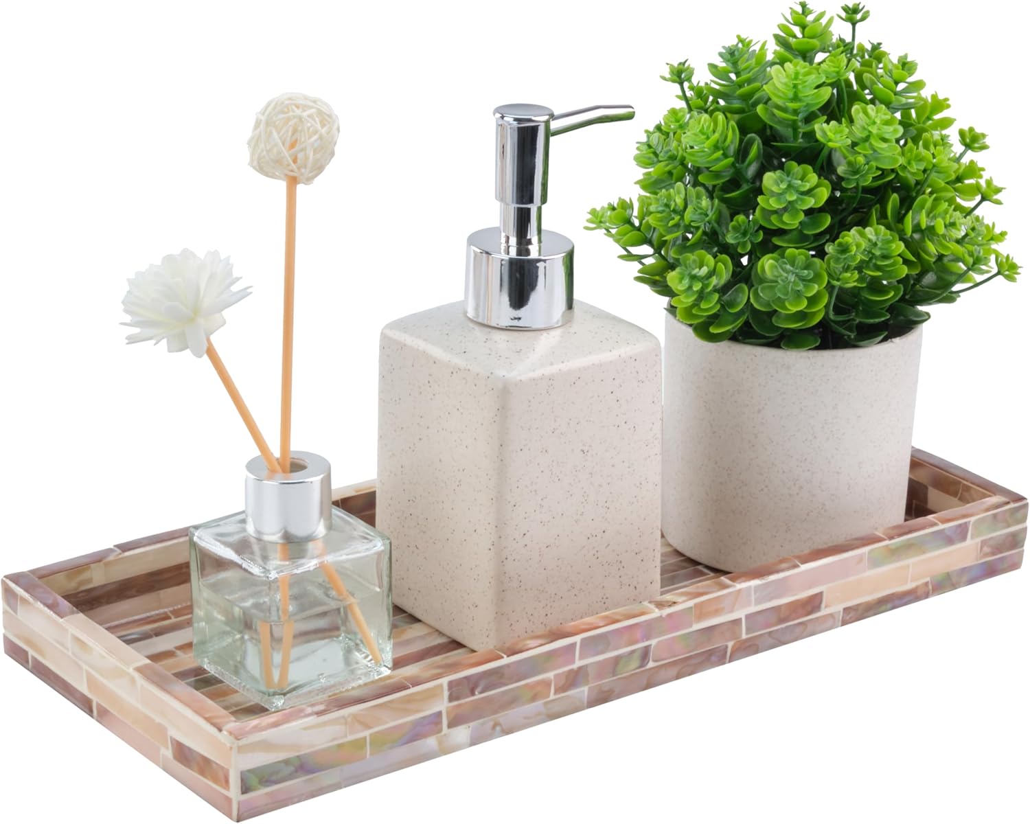 PEMAR Mother of Pearl Vanity Tray Set of 2
