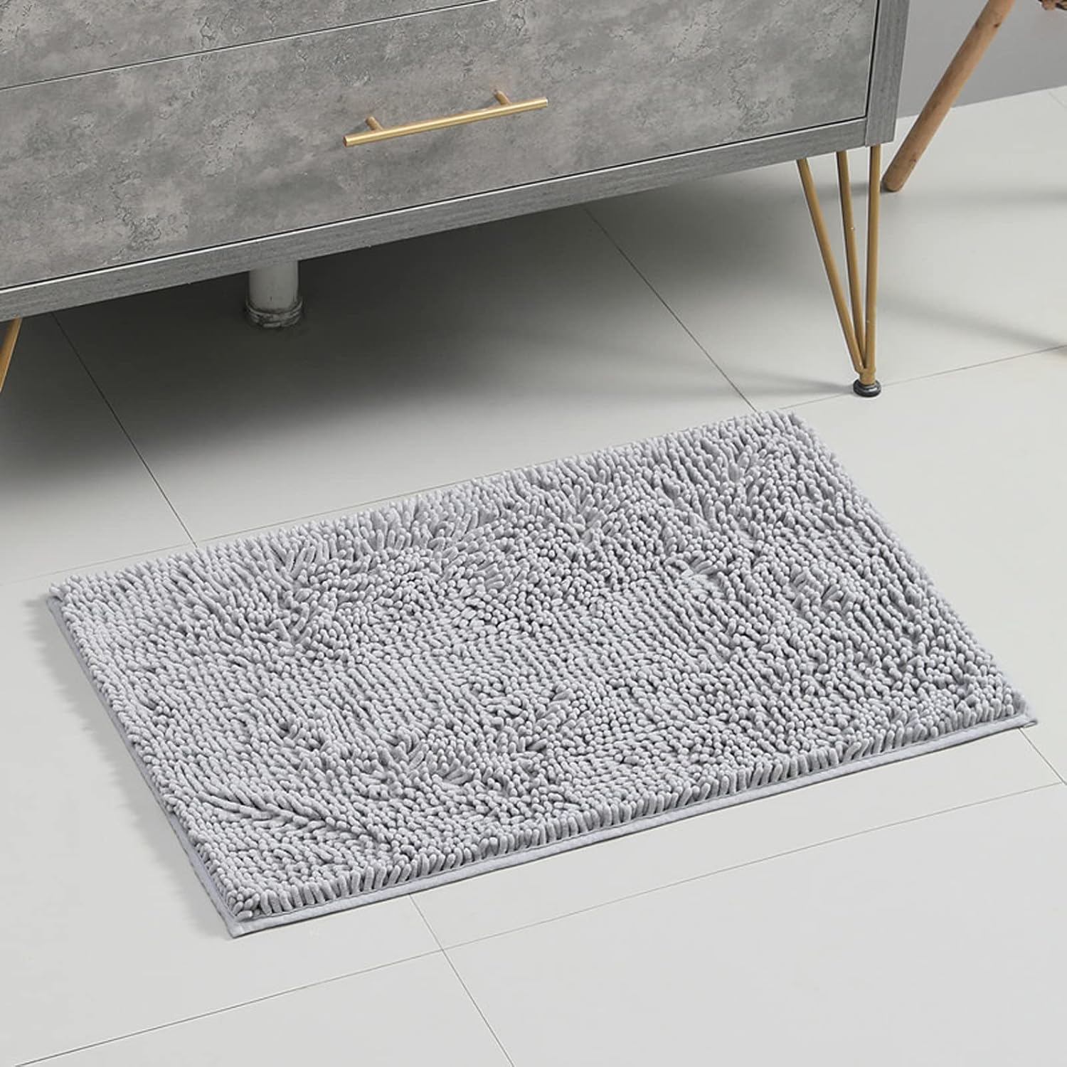 LanYunUmi Light Gray Bath Rug 17x24