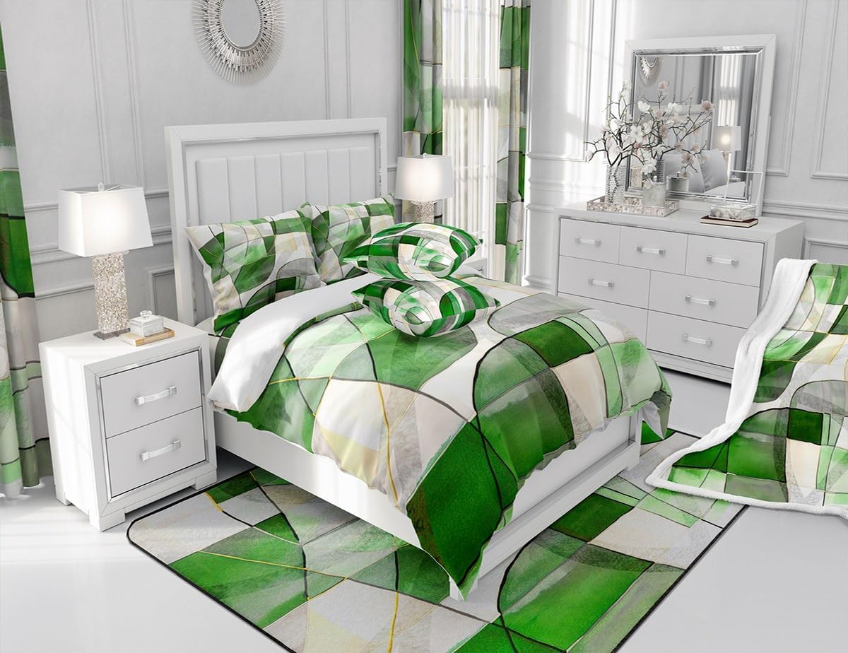 Feelyou Geometric Green Marble Bath Rug 20x32 1