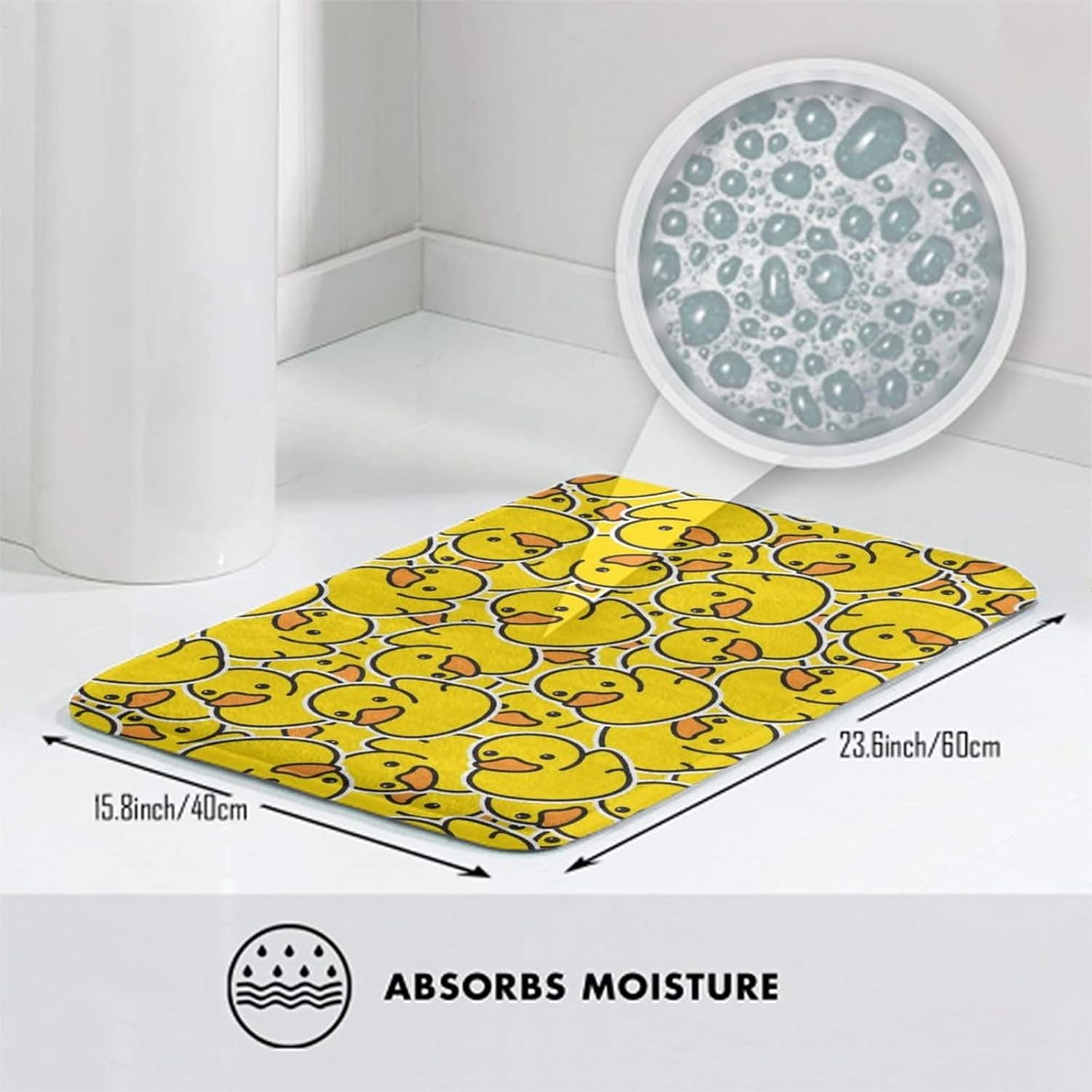 MZERSE Water Absorbent Bath Rug with Rubber Bottom