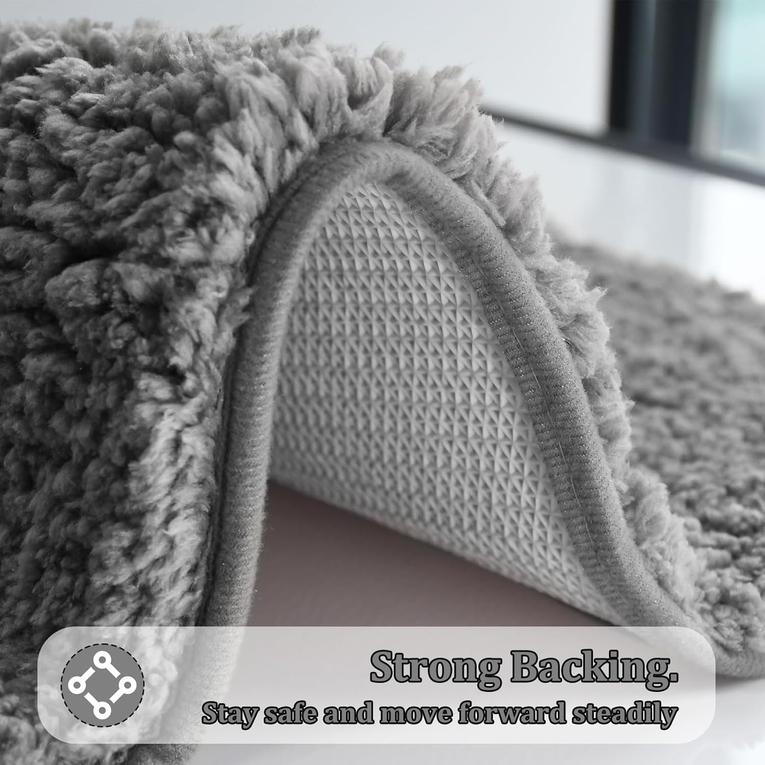 RUN HELIX Grey Shaggy Microfiber Bath Mat 24x16
