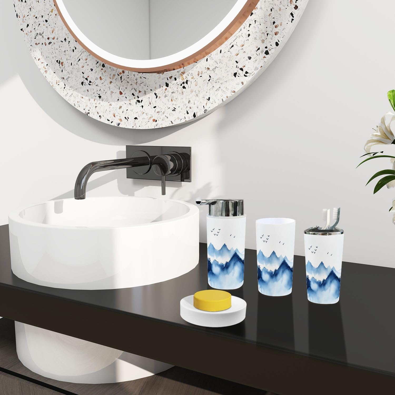 Boho Style 6 Piece Bathroom Accessory Set