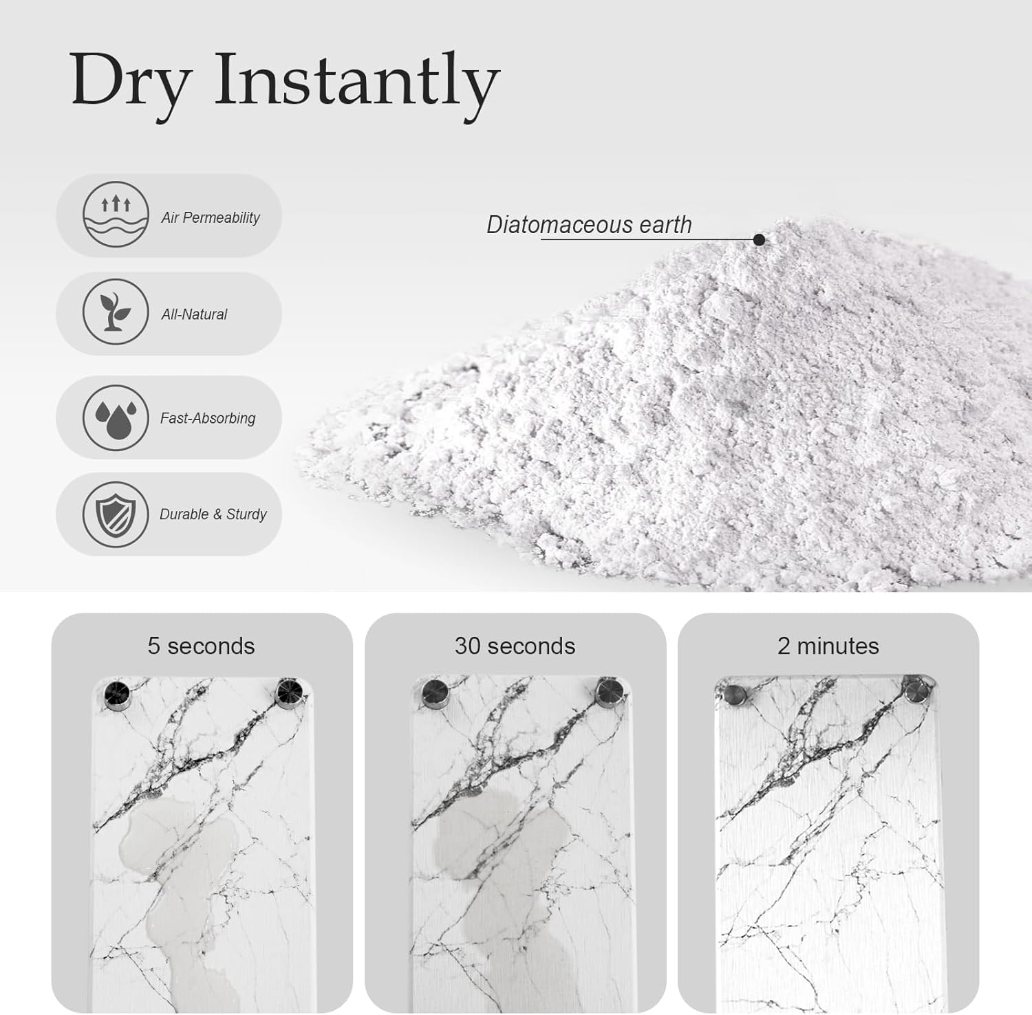 MASHDE Stone Drying Tray - 11 x 47 White Marble 1