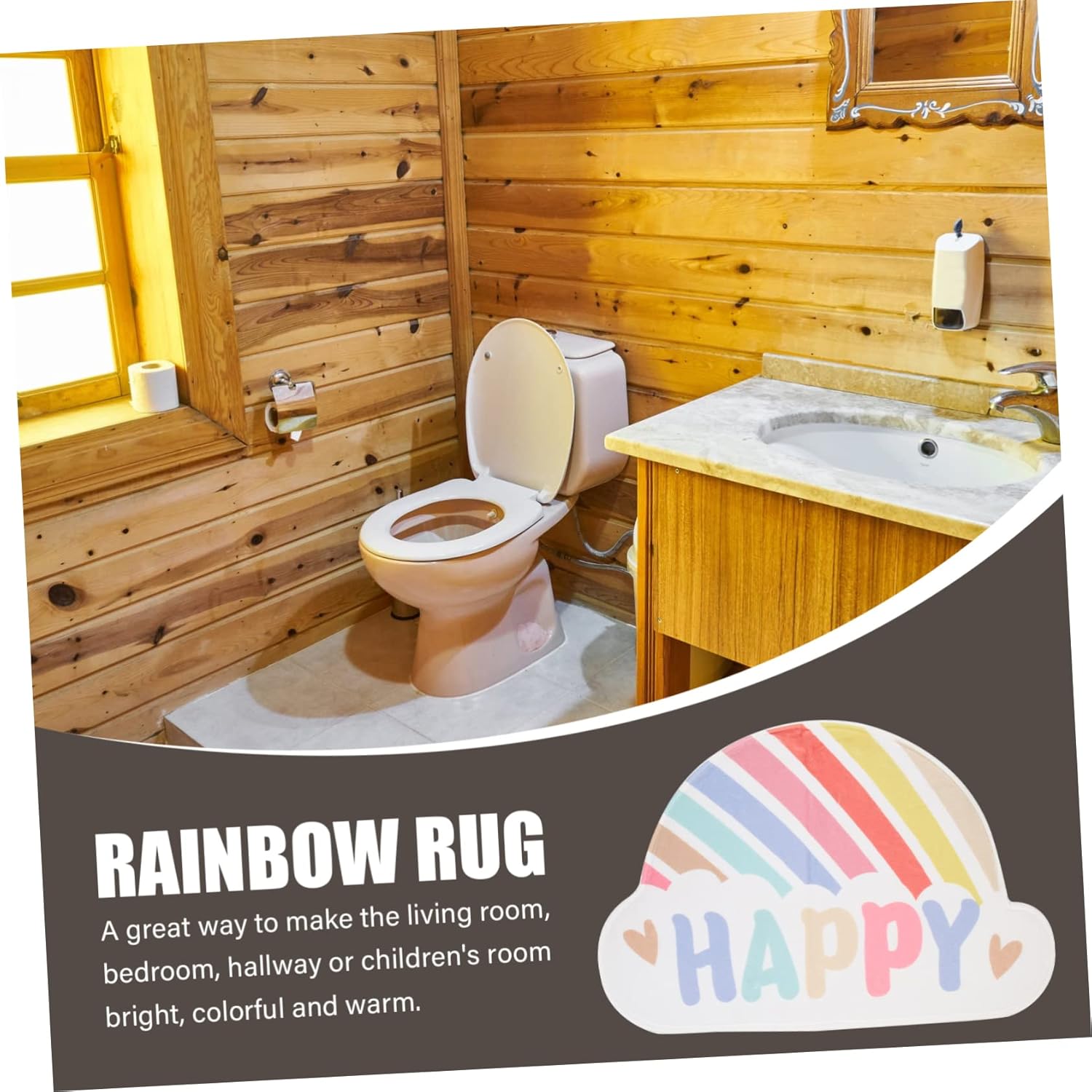 Cabilock Rainbow Bath Mat Kids Welcome Doormat Rug