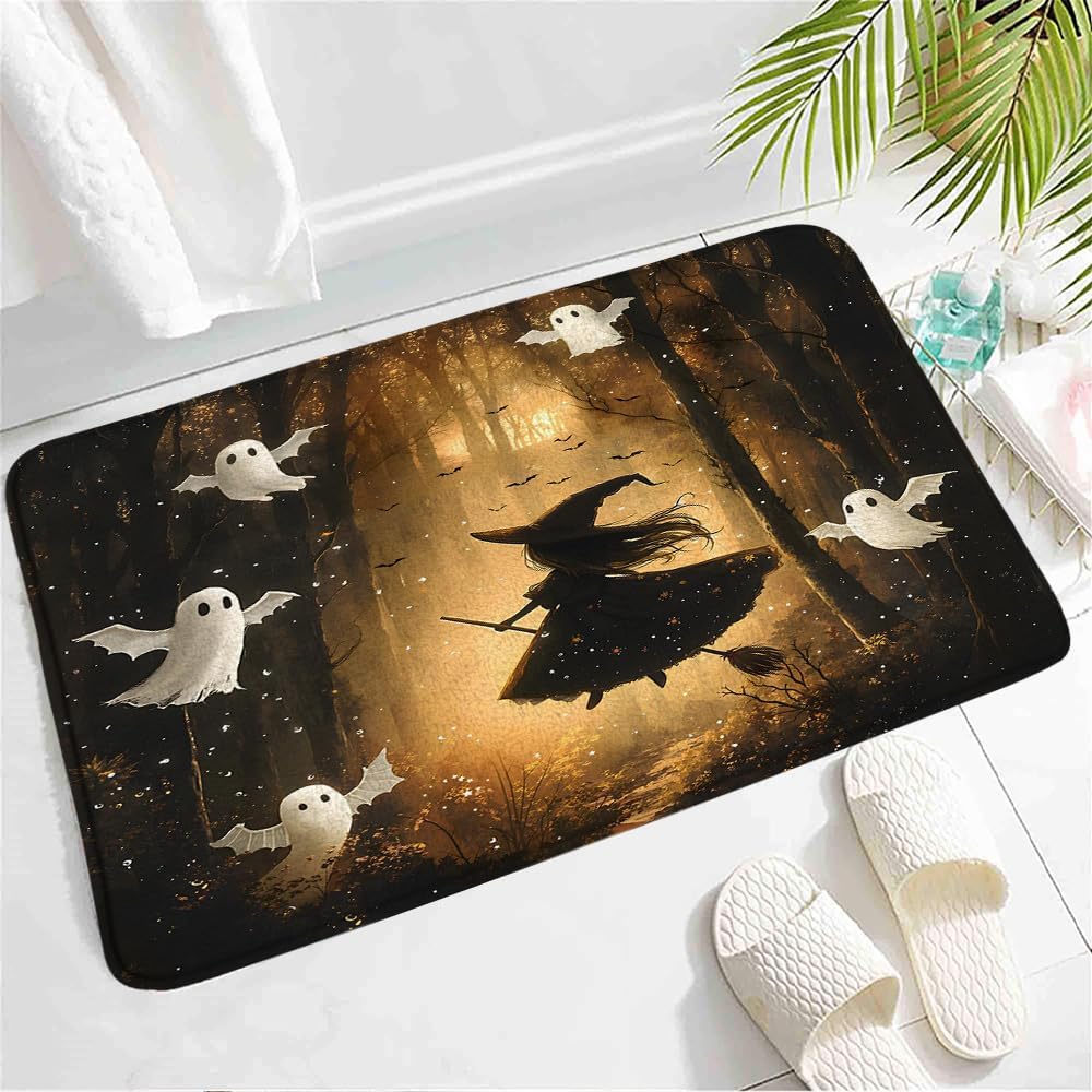 Halloween Witch Ghost Bath Mat - Spooky Decor Rugs