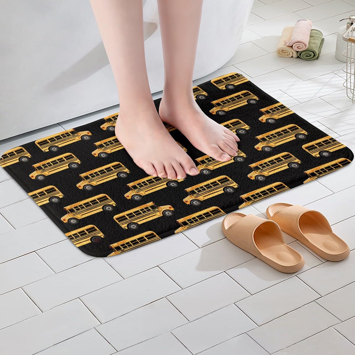 Erosebridal Waterproof School Bus Bath Mat 16x24