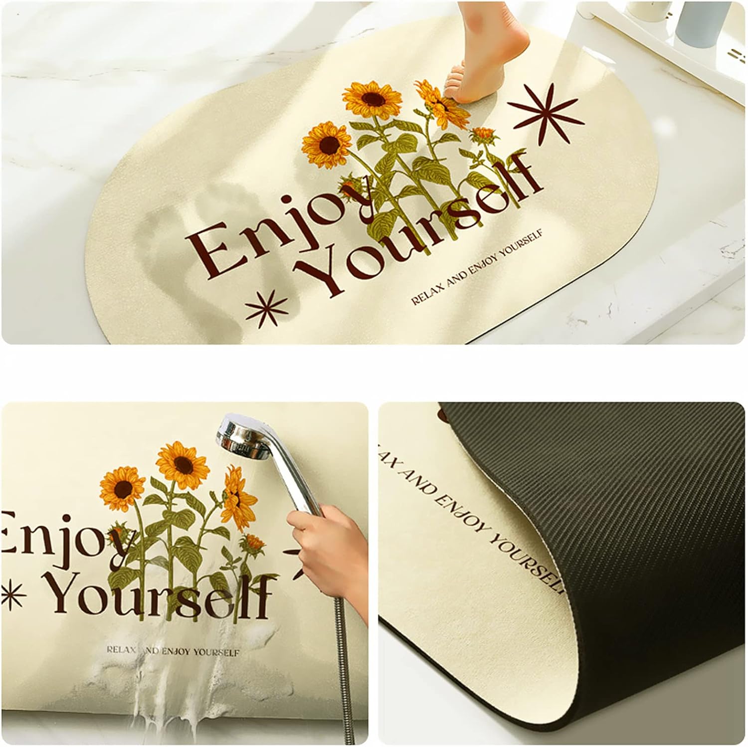 UKELER Sunflower 2-Piece Bath Rug Set