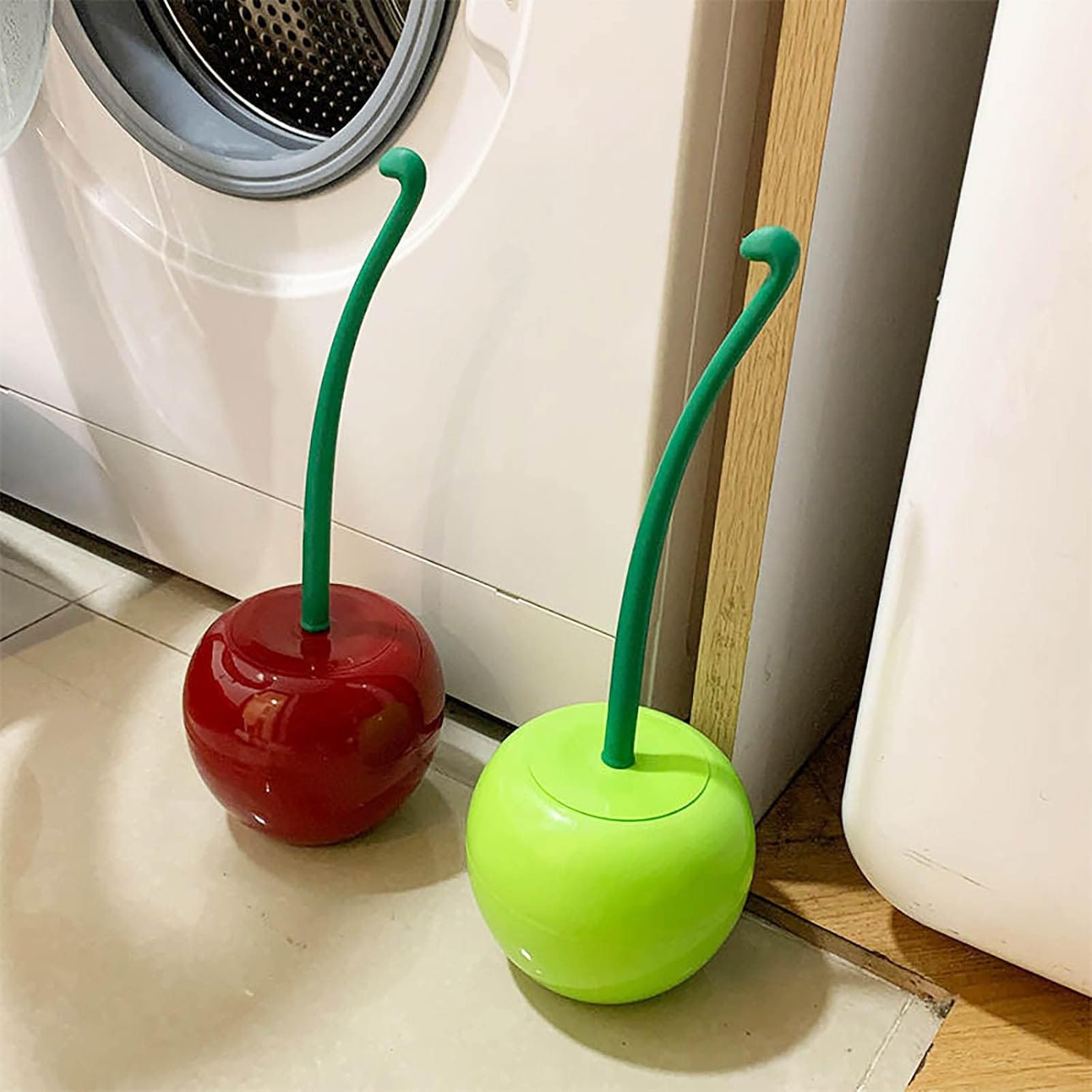 DRAMLOR Cherry Toilet Brush and Holder Set