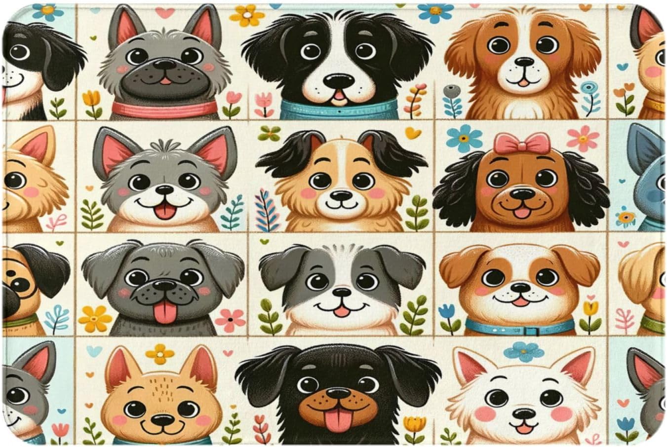 Cute Dog Bathroom Rug 24x16 inch Non-Slip