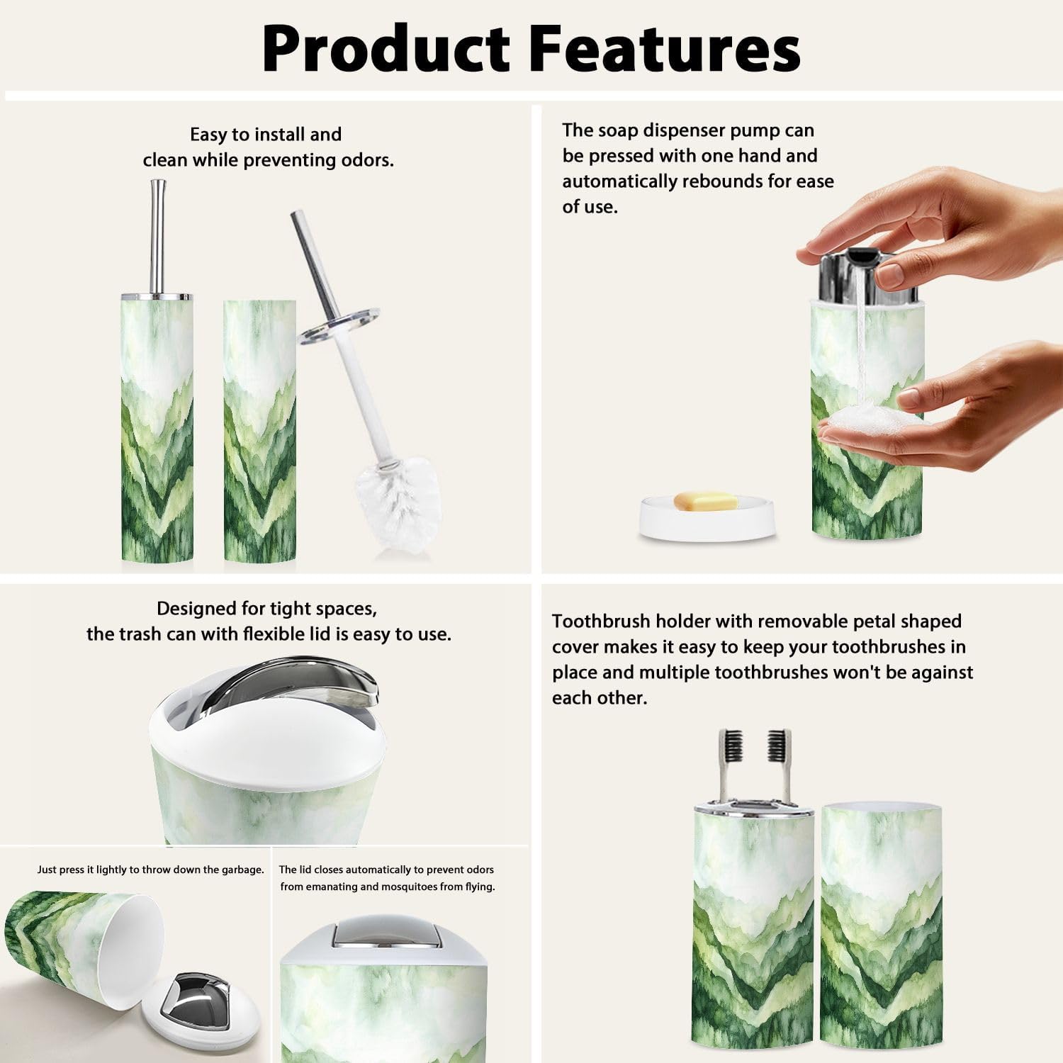Boho Bathroom Accessory Set 6 Piece Modern Design 1