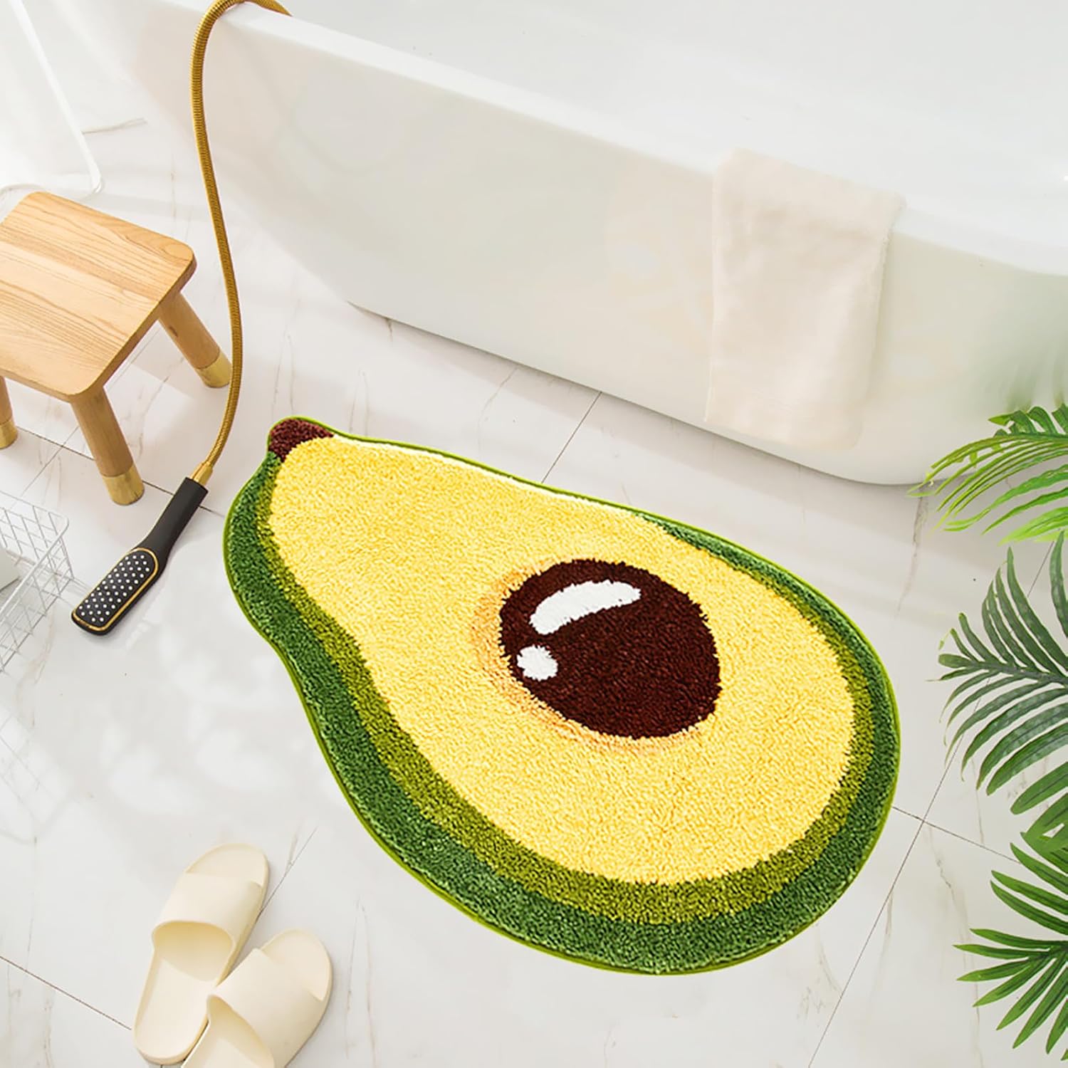 LEVINIS Avocado Bath Rug Non-Slip Absorbent Kids Bathroom Mat