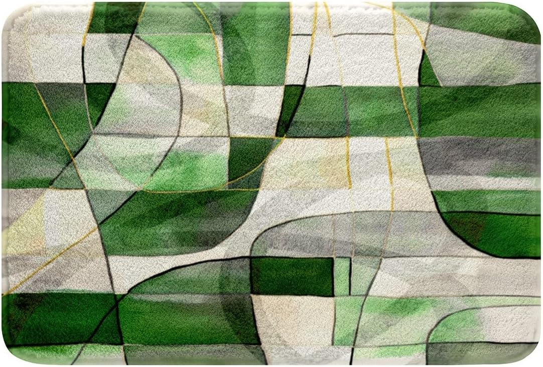 Feelyou Geometric Green Marble Bath Rug 20x32 1