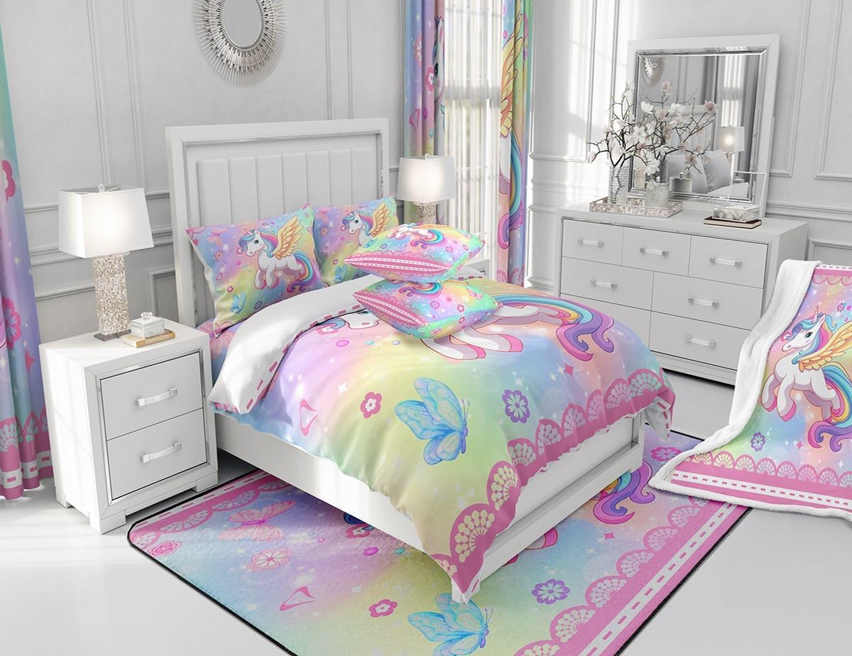 Feelyou Pretty Unicorn Soft Fleece Bath Rug 16x24 Inch