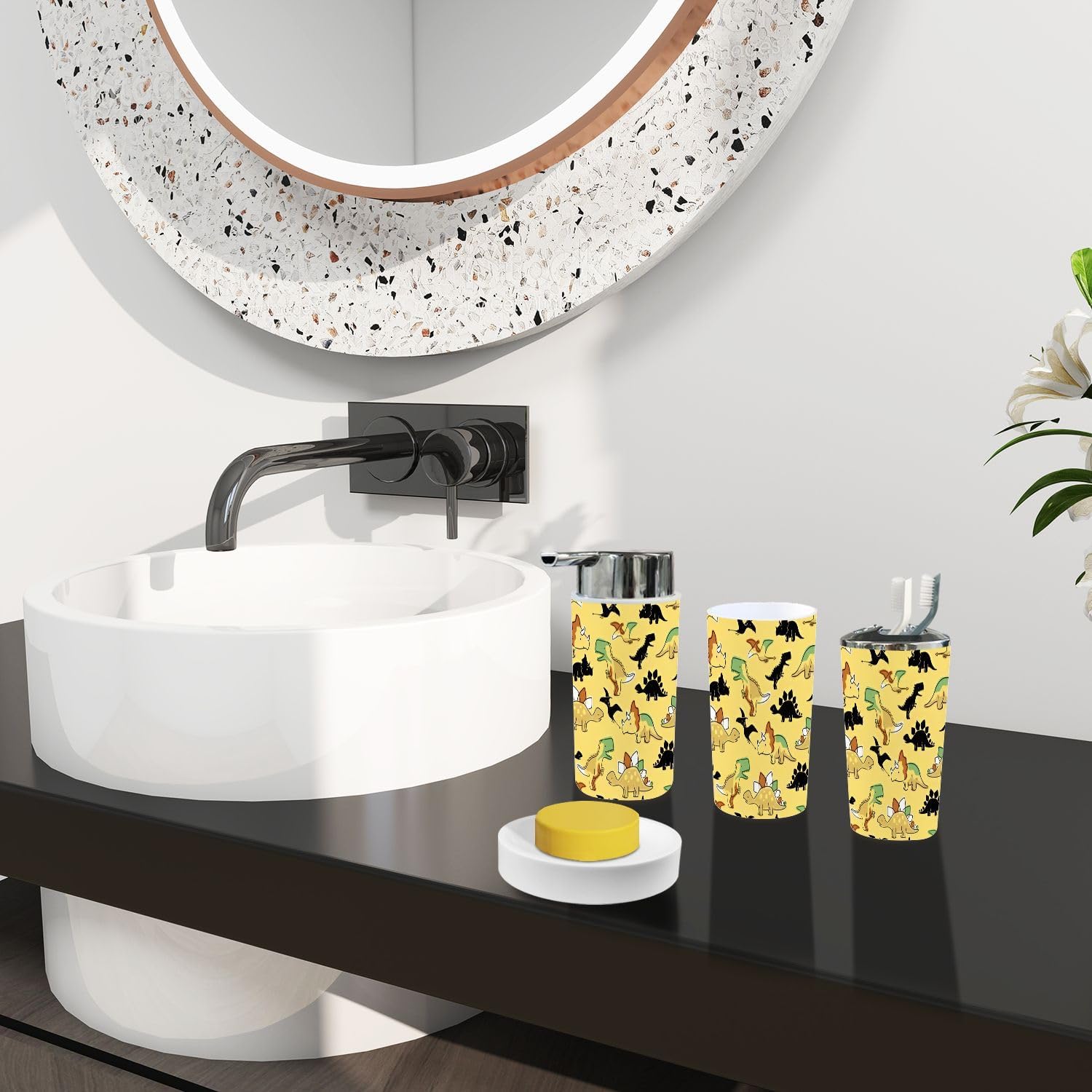 Boho Dinosaur Bathroom Accessory Set 6 Piece
