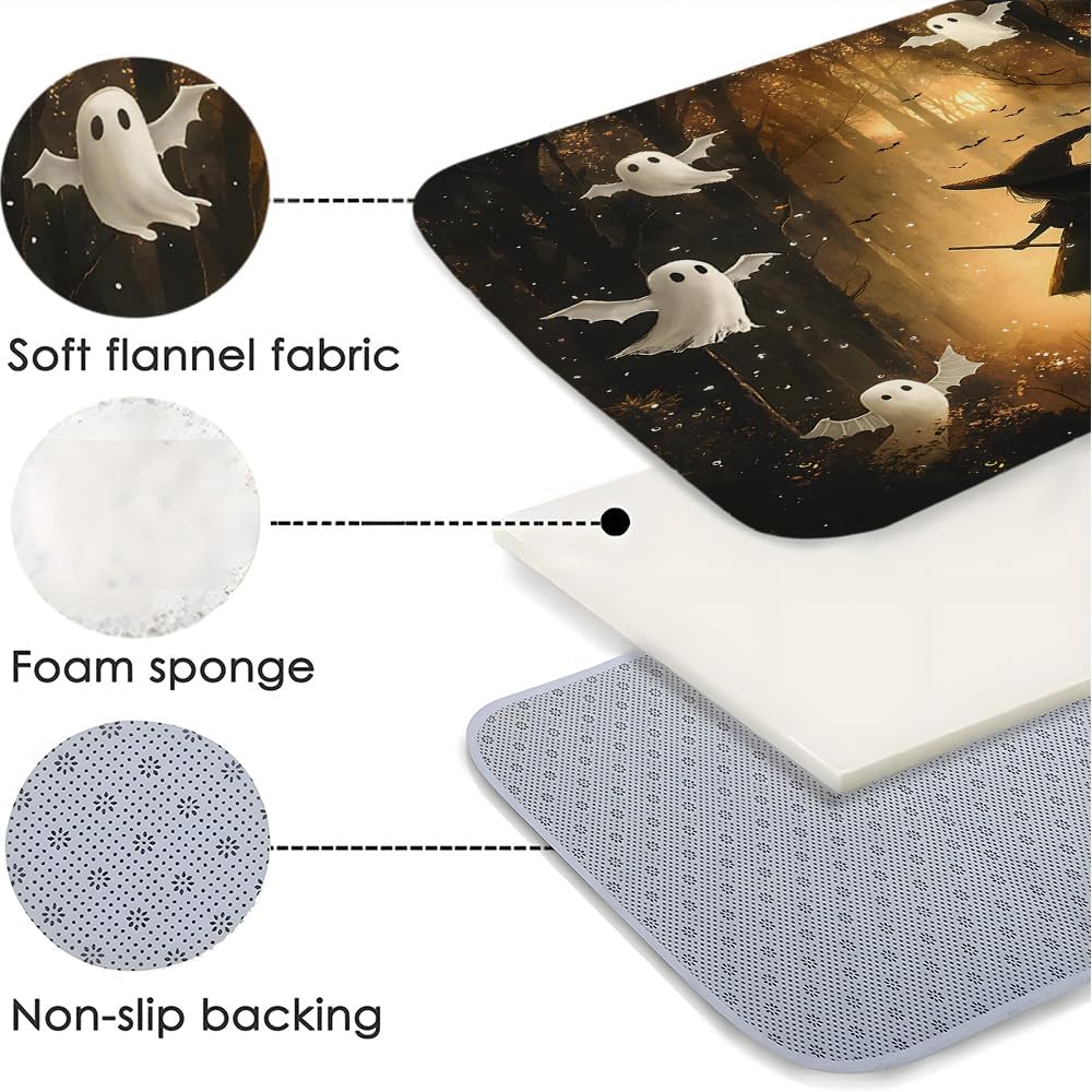 Halloween Witch Ghost Bath Mat - Spooky Decor Rugs