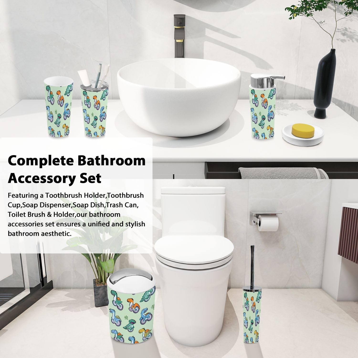 Boho Style Bathroom Accessories Set 6 Piece
