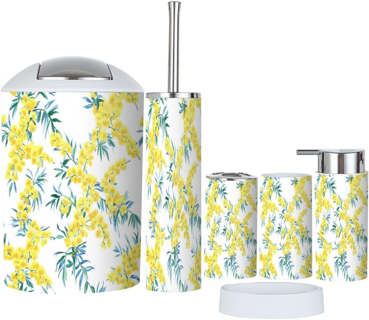 Boho Floral Bathroom Accessories Set 6 Piece
