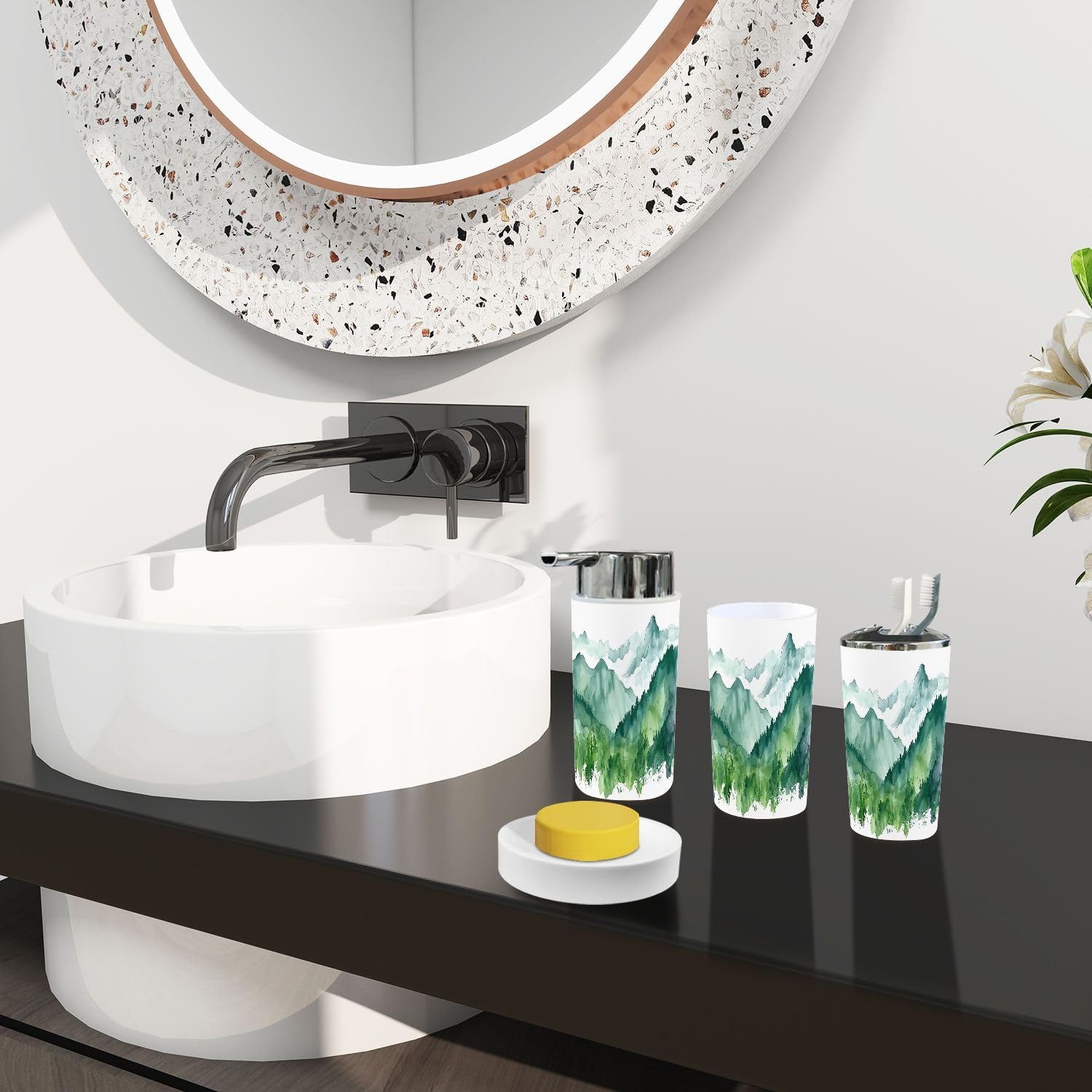 Boho Bathroom Accessory Set 6 Piece 1