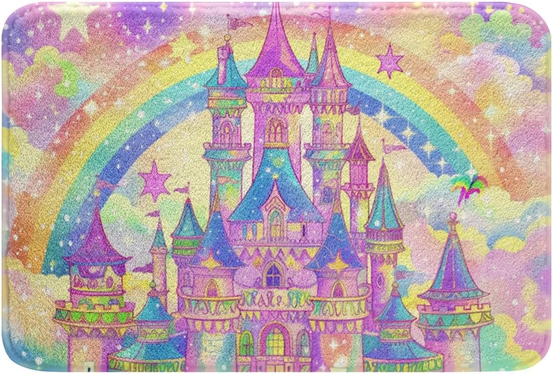 Feelyou Castle Bath Rug 16x24 Rainbow Kids