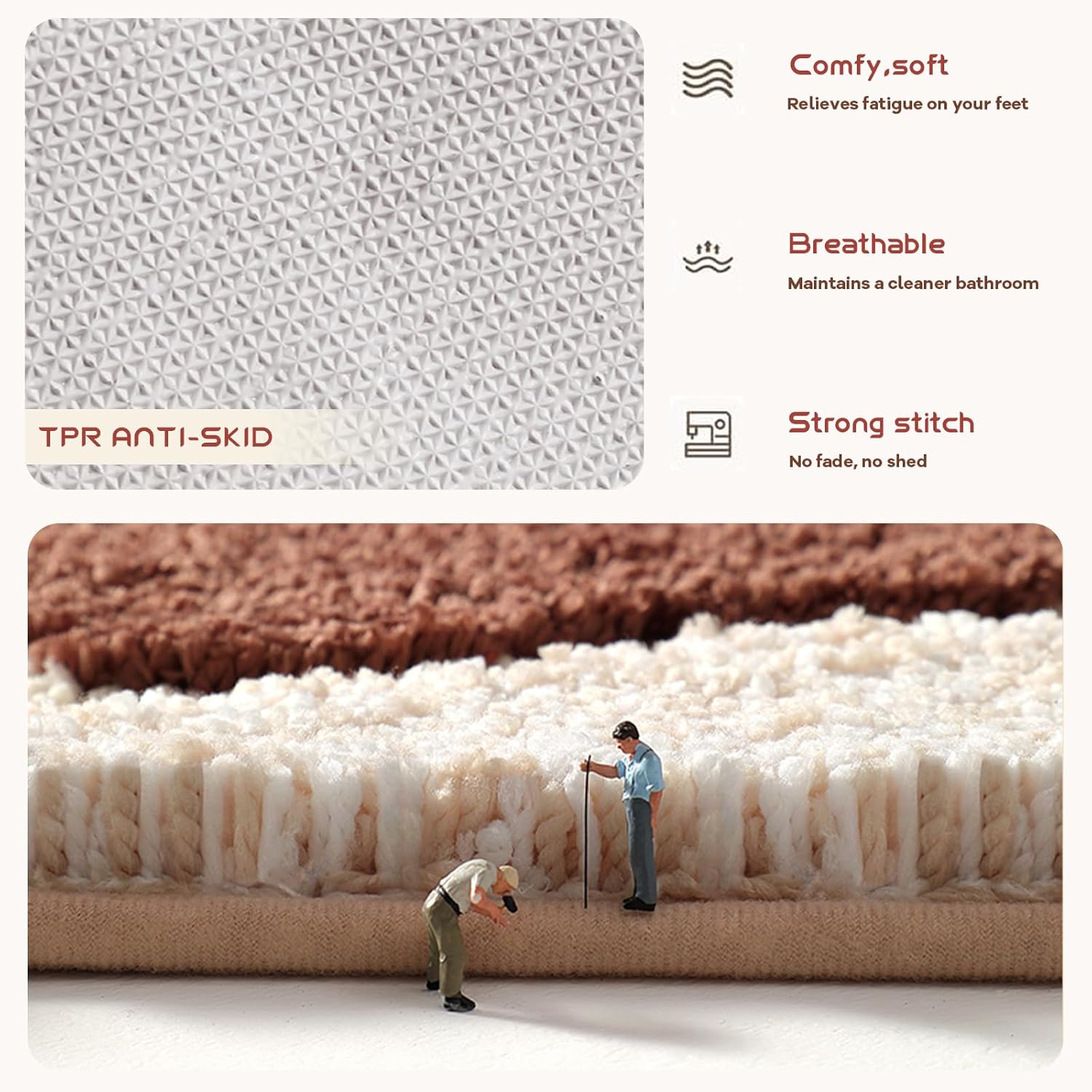 Befocus Red Pebble Stone Bath Rug 2031