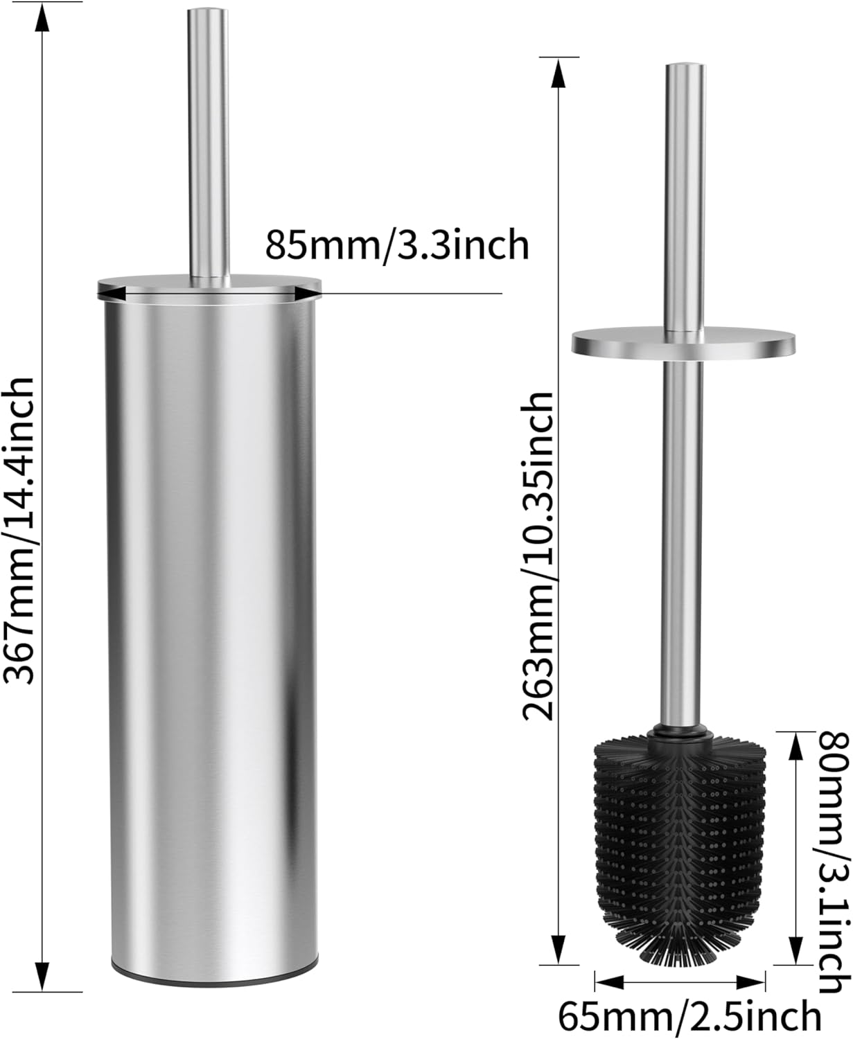 WZKALY Toilet Brush and Holder Set Brushed Nickel