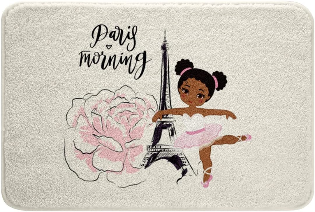 Girls Eiffel Tower Bath Mat - Chic Paris Bathroom Rug