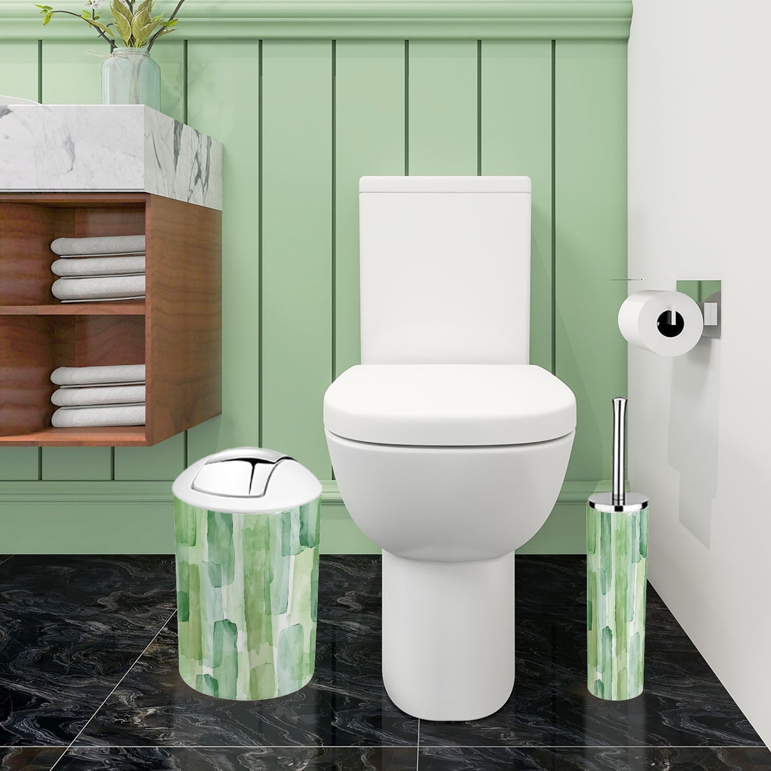 Boho Bamboo Bathroom Accessory Set 6 Piece