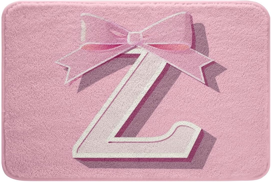 jejeloiu Dreamy Bow Bath Mats for Bathroom Initial Letter Z