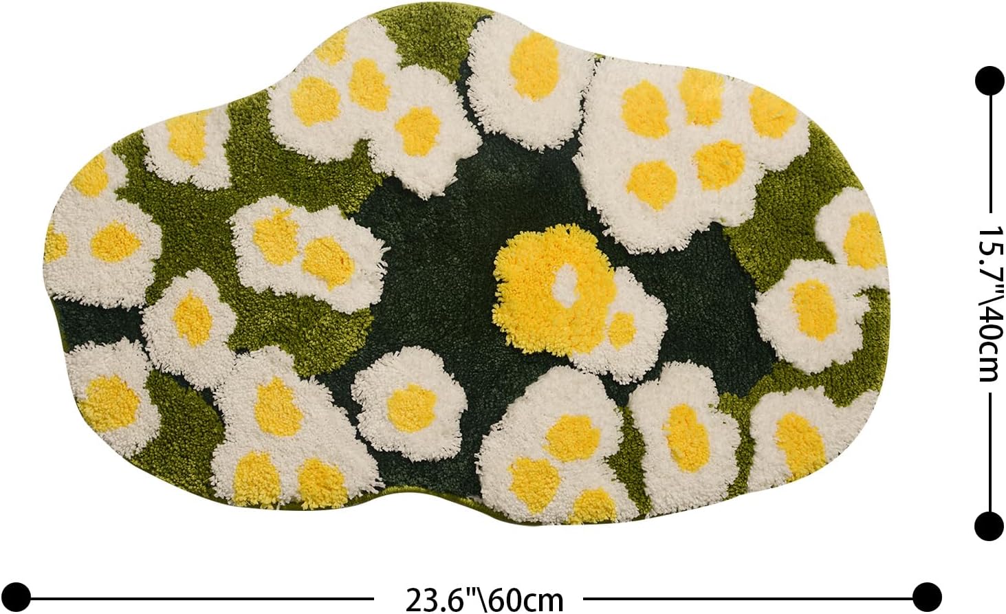USTIDE Cute Green Floral Bath Mat 157x236 Inches