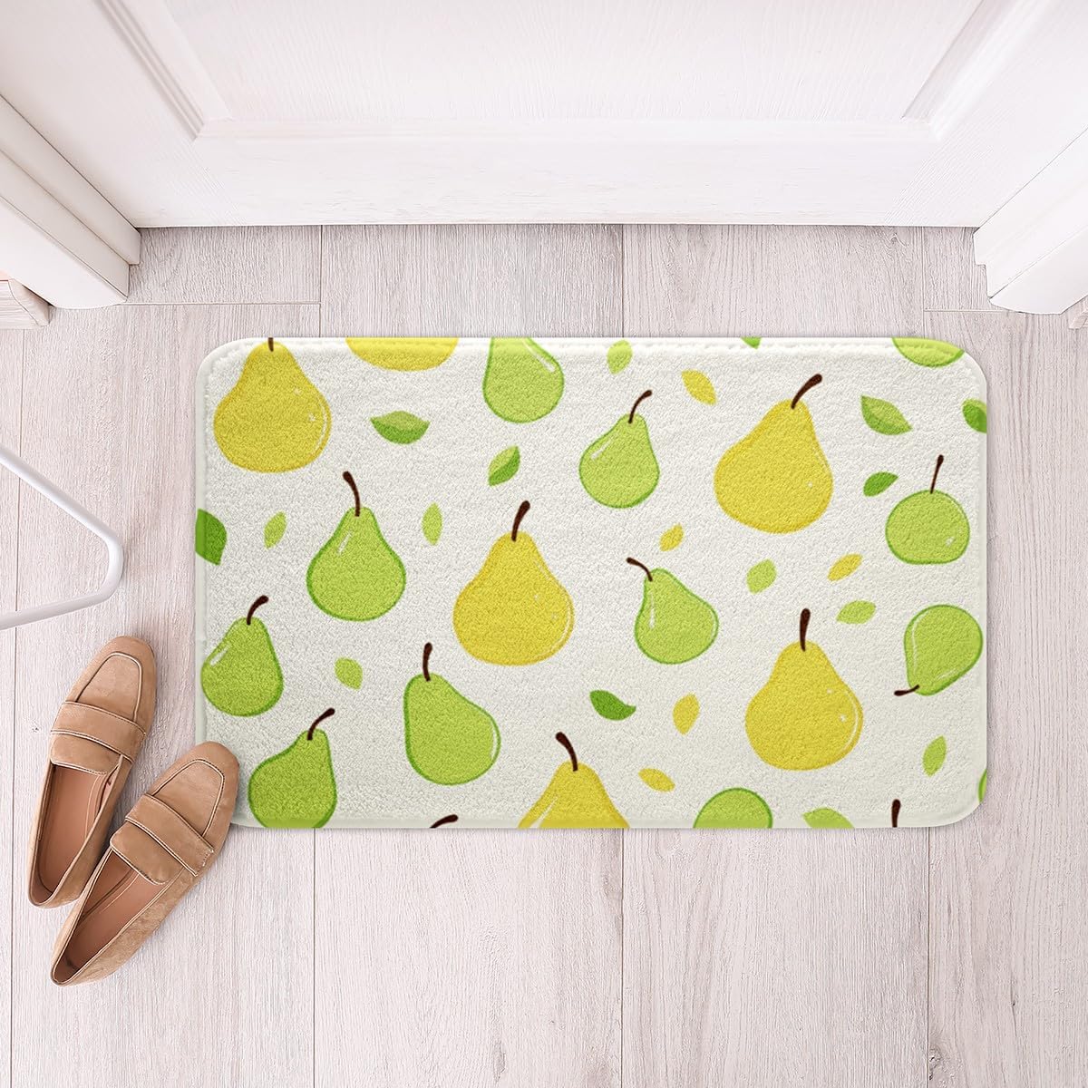 Erosebridal Green Yellow Pear Bath Mat Cartoon Print