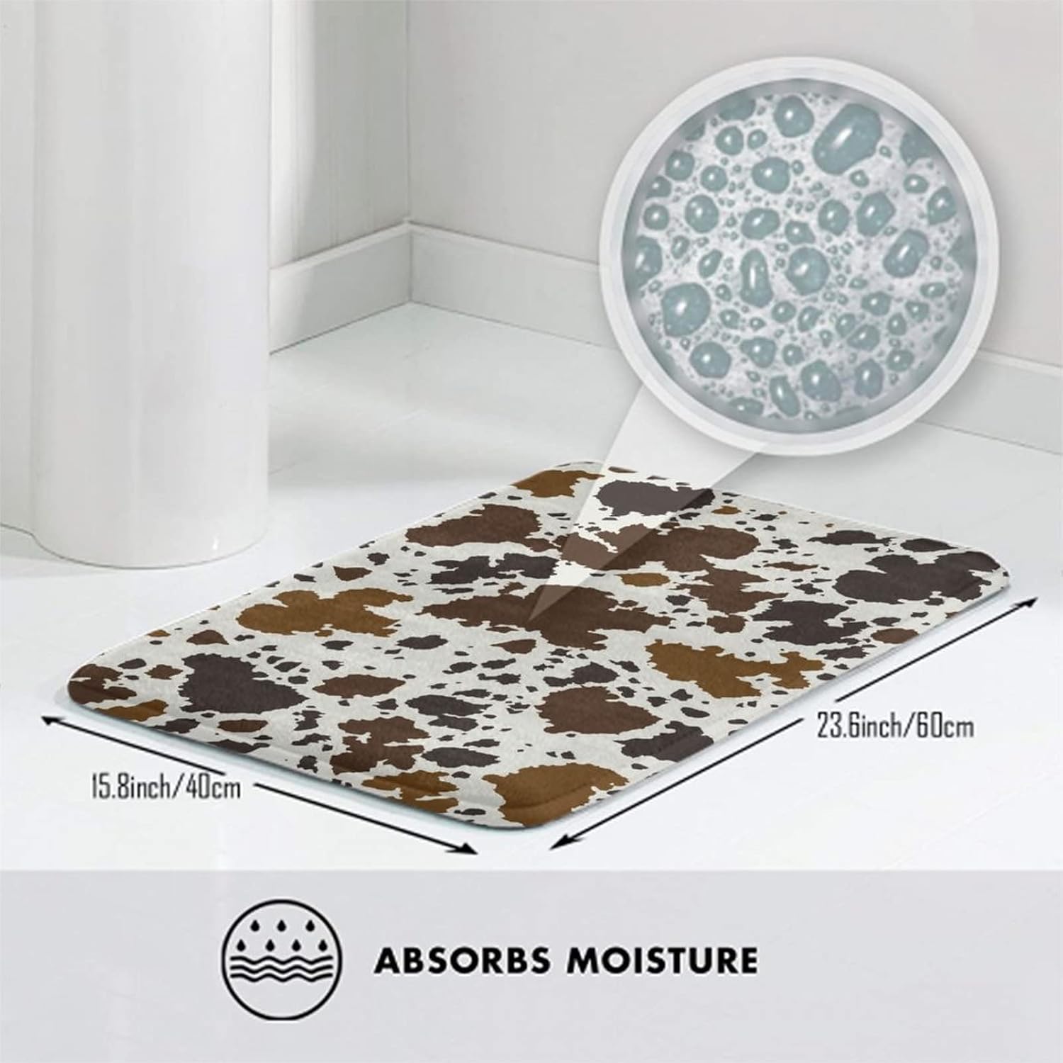 MZERSE Quick Dry Bath Mat with Brown Skin Milk Cow Print