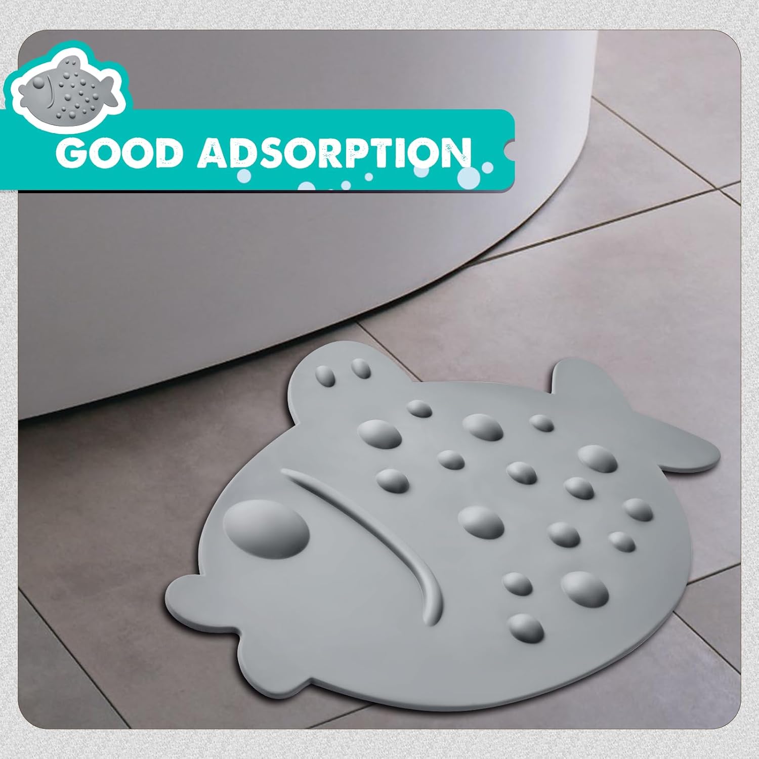 Non-Slip Baby Fish Mat with Strong Suction Cups for Kids