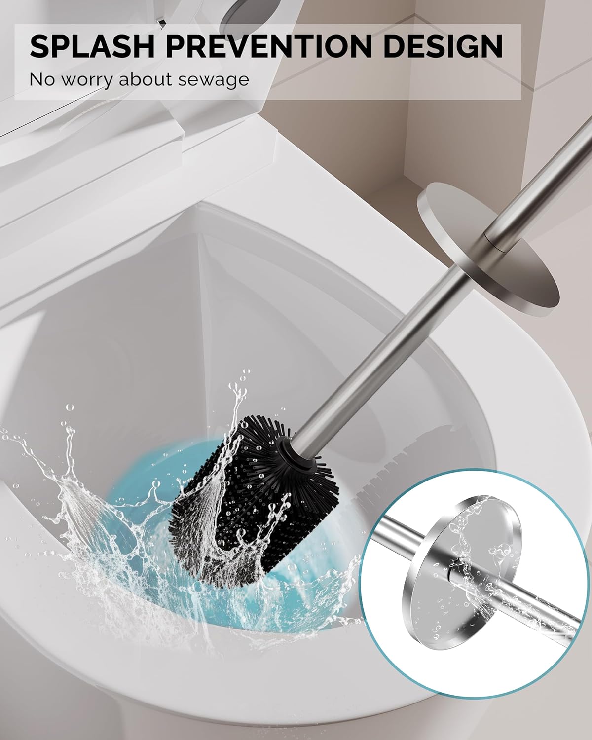 WZKALY Toilet Brush and Holder Set Brushed Nickel