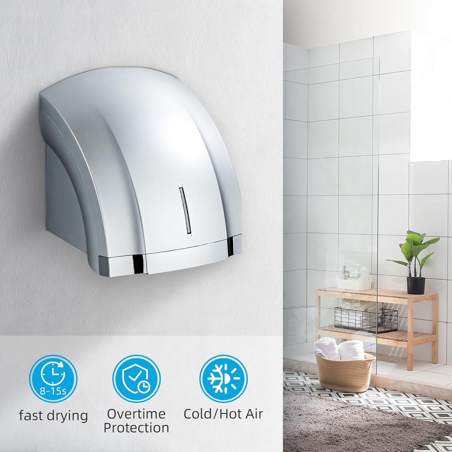 LUXICE Electric Hand Dryer - Automatic Silver LX-1003
