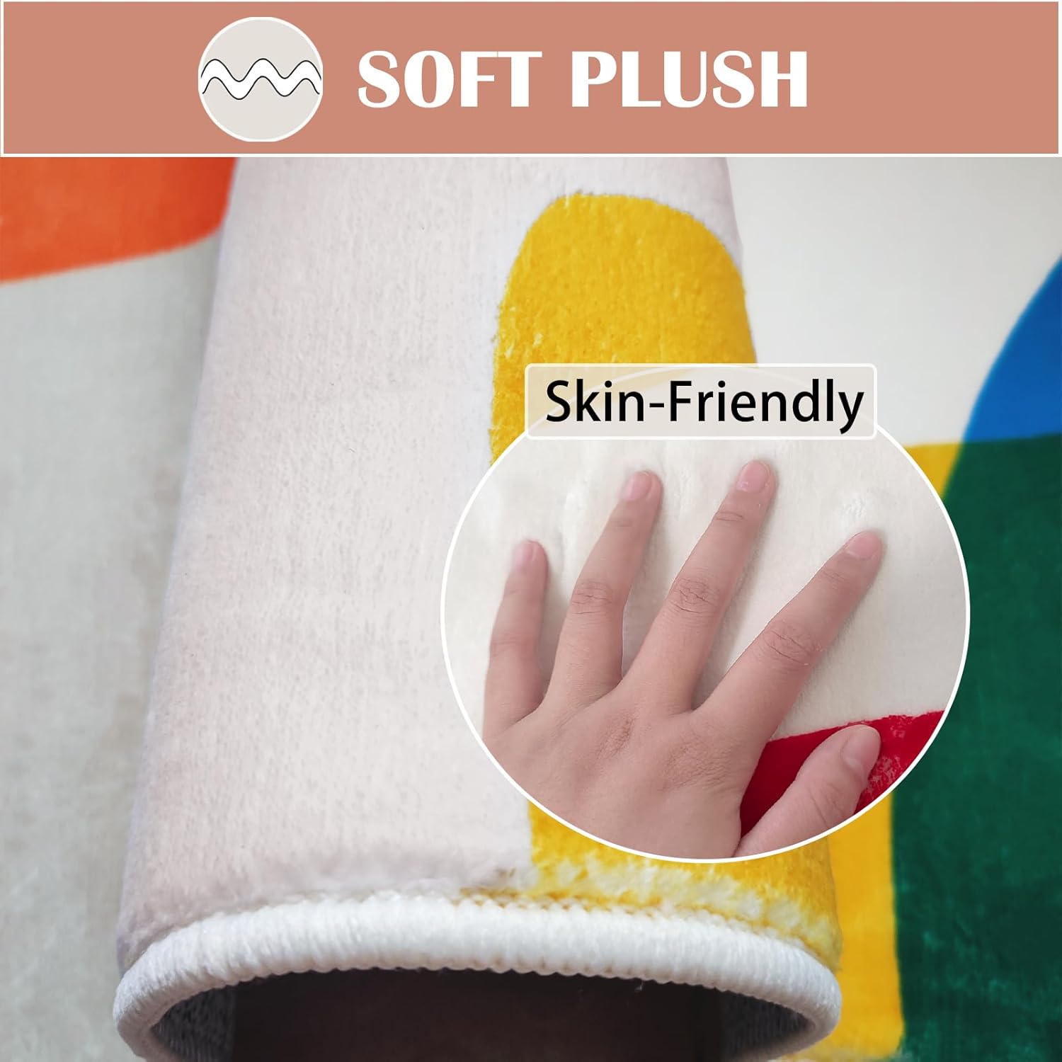 Modern Abstract Bath Mat 16x24 Inch Non Slip Plush Rug for Kids