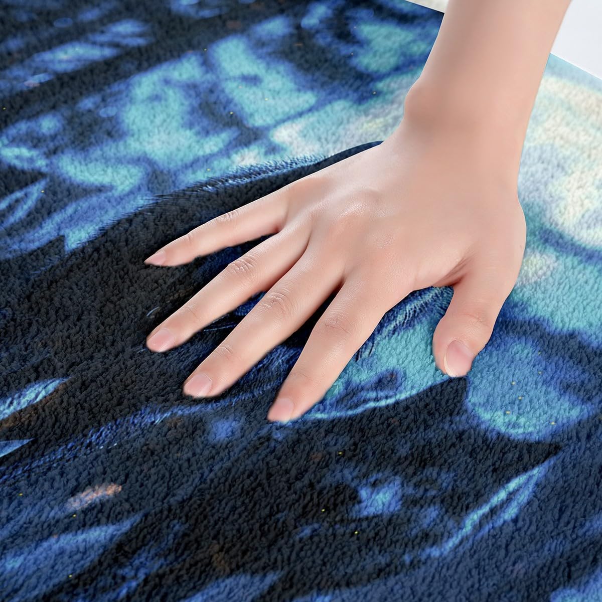 Feelyou Wolf Bathroom Rug 16x24 Animal Print Blue Bath Mat