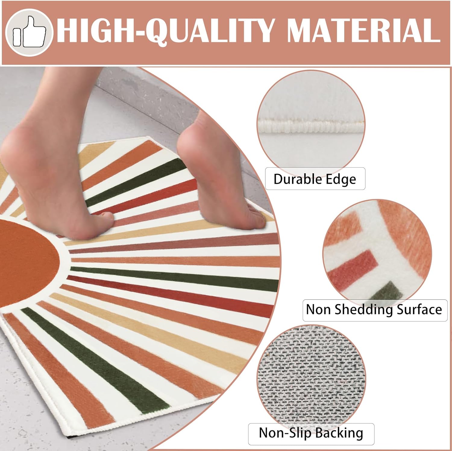 Modern Boho Bathroom Rug 16x24 Inch Non-Slip Plush Mat