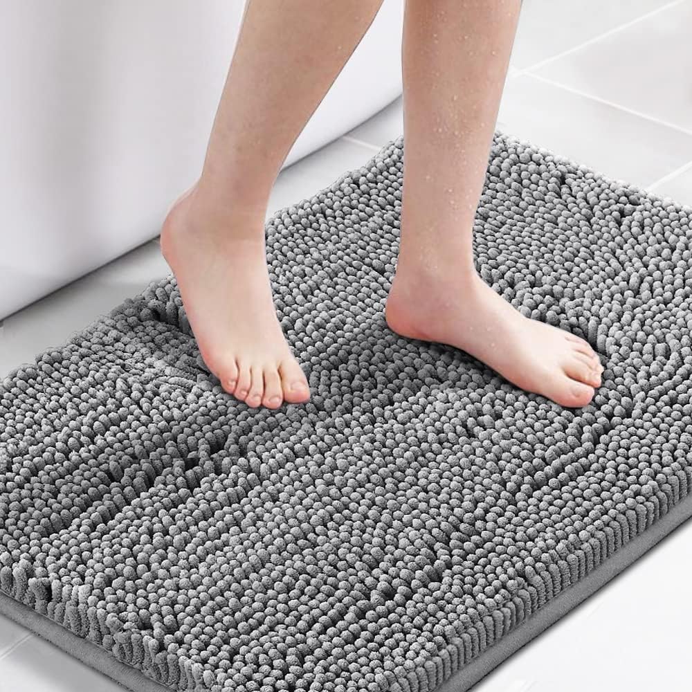 HVERSAILTEX Microfiber Bath Rug - Ultra Soft Grey 20x32
