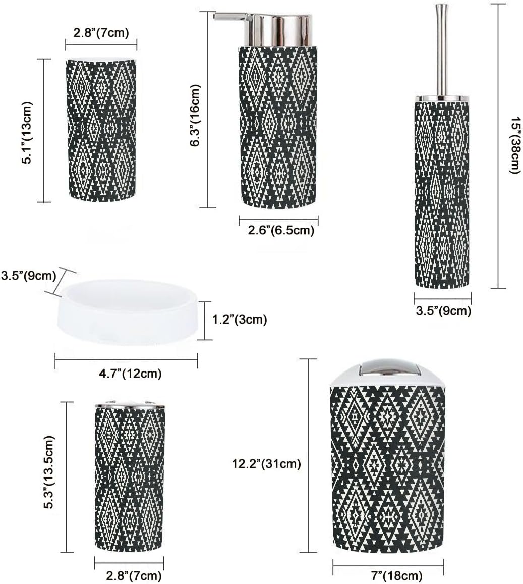 Bathroom Accessory Set 6 Piece Boho Design