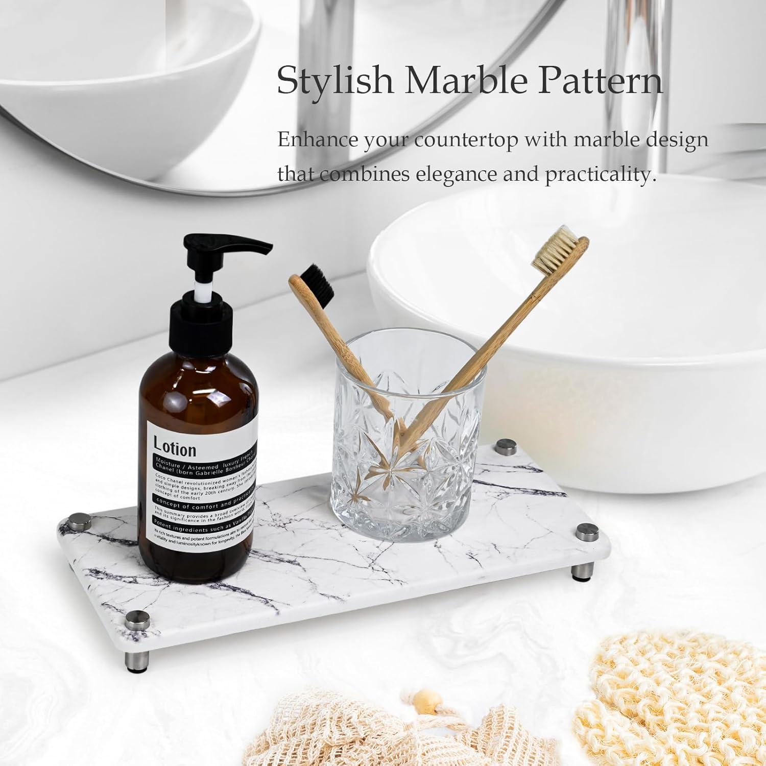 MASHDE Stone Drying Tray - 11 x 47 White Marble 1