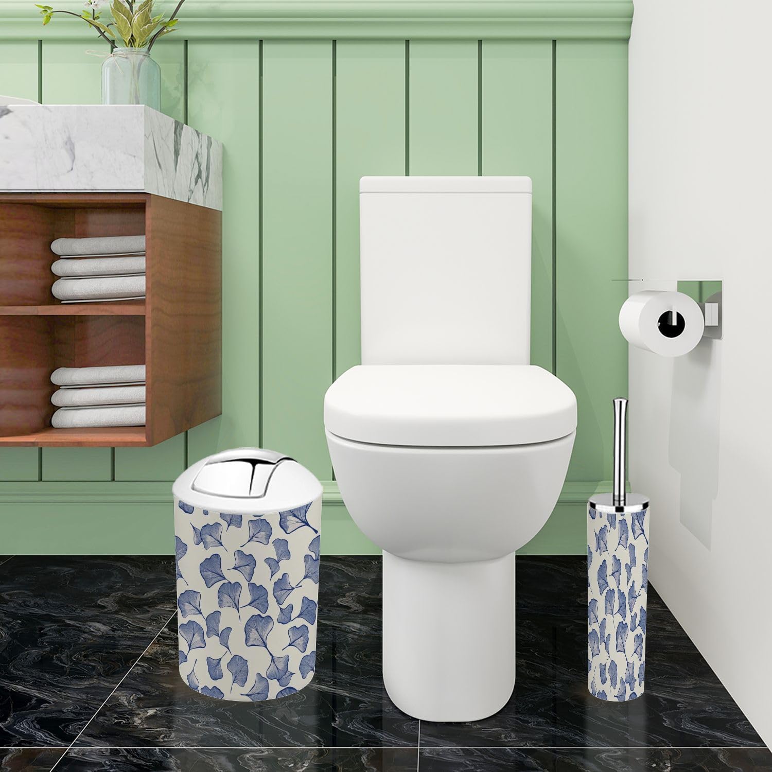 Boho Ginkgo Leaf 6-Piece Bathroom Accessory Set