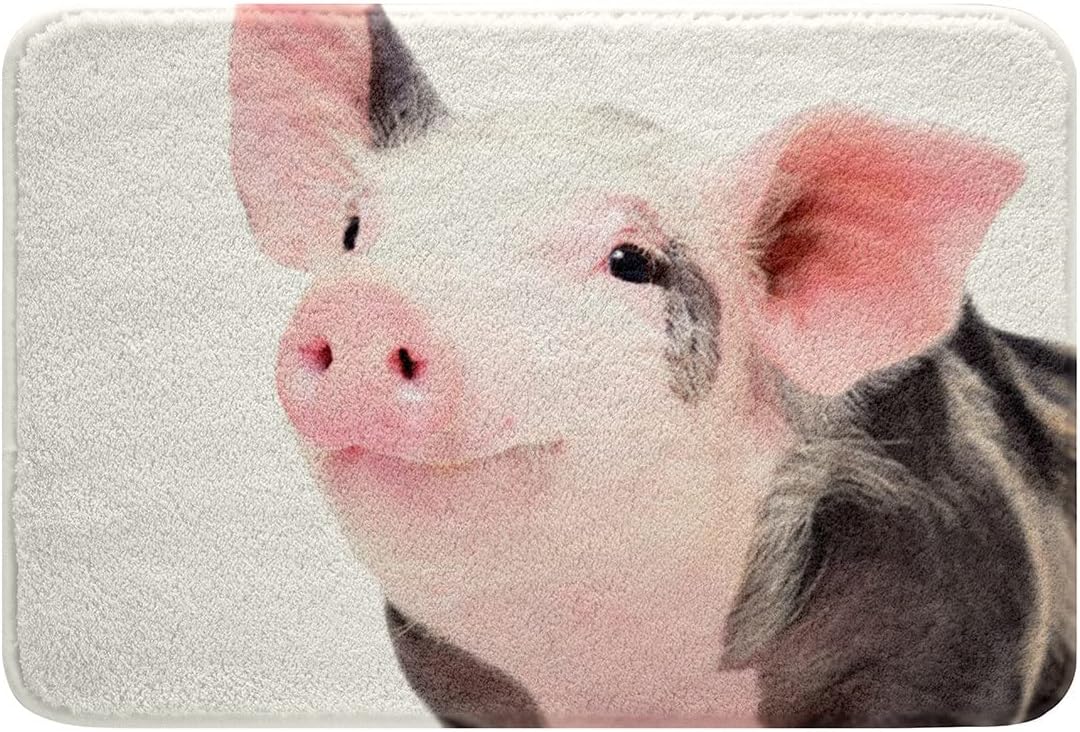 Cute Pig Bath Mat Plush Non Slip Rug 24x16IN