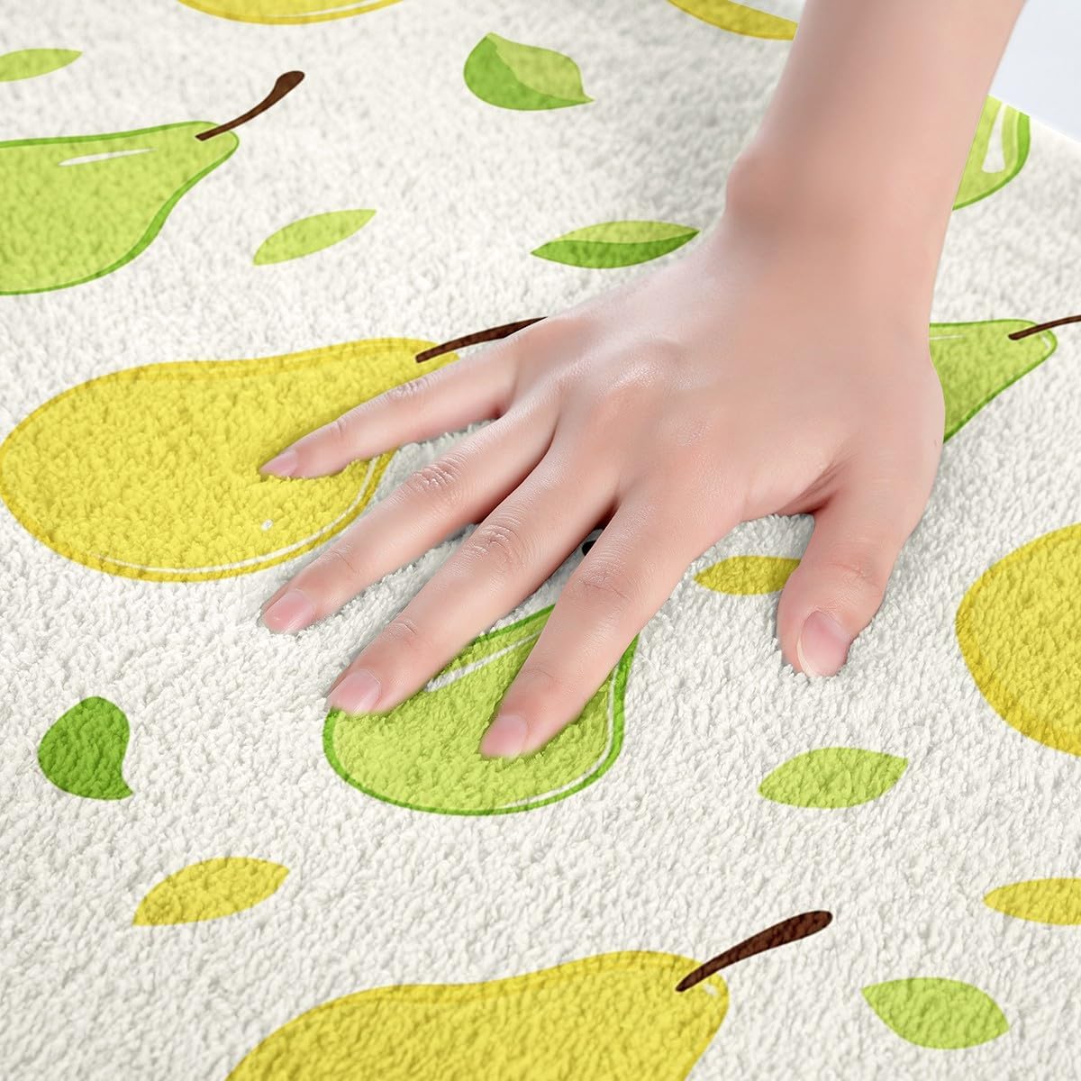 Erosebridal Green Yellow Pear Bath Mat Cartoon Print