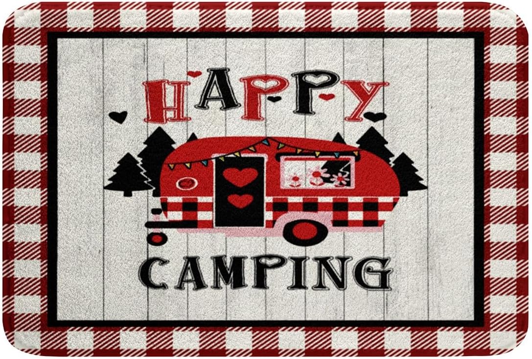 Feelyou Happy Camping Bathroom Rug 16x24 Kids RV Mat