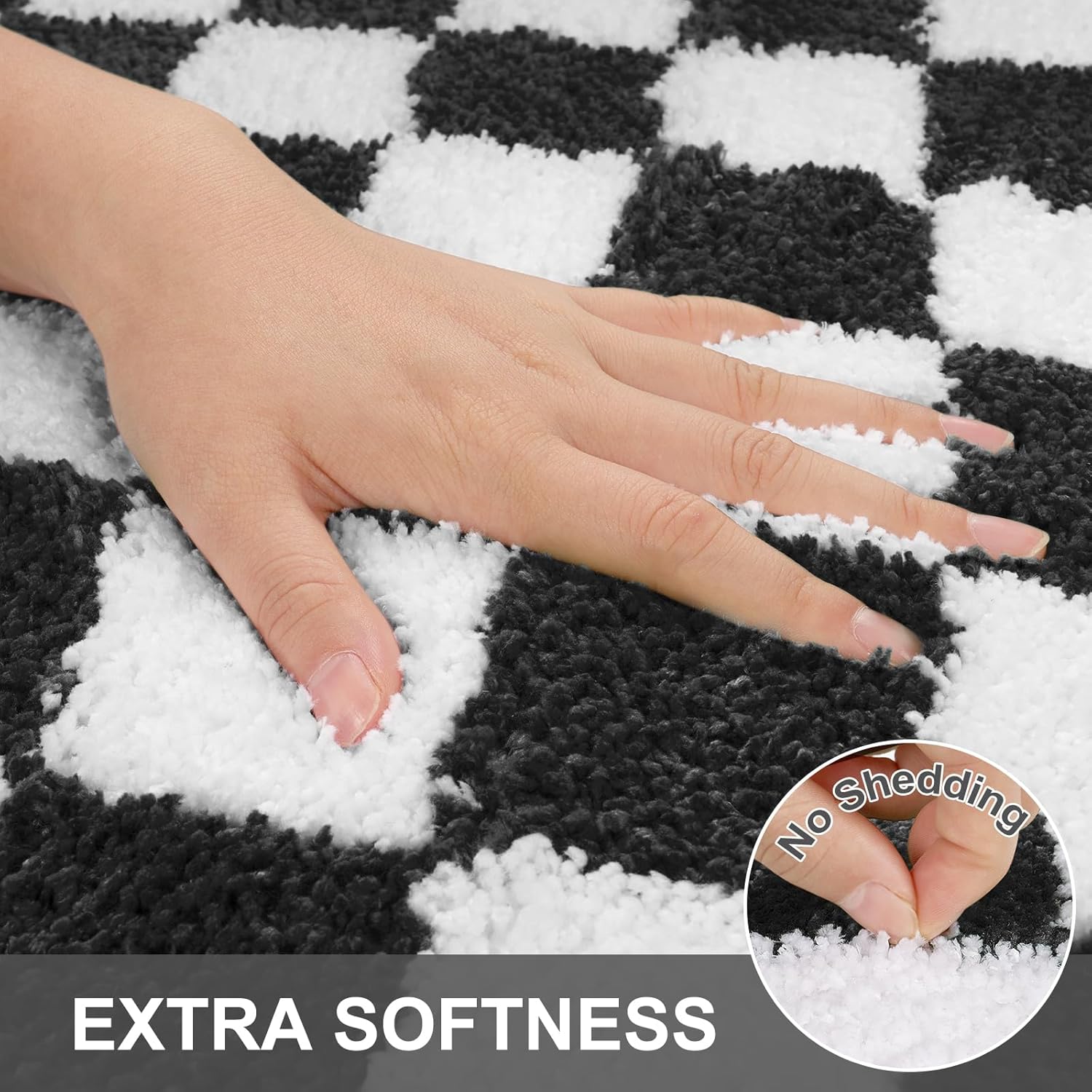 Sivilife Checkered Bath Rug 18x47 Non Slip
