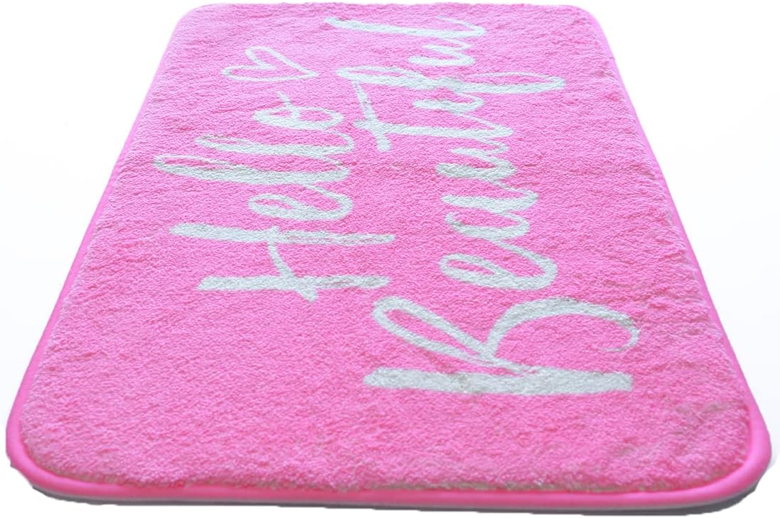 Planzo Hello Beautiful Bath Plush Rug 24x16 Pink