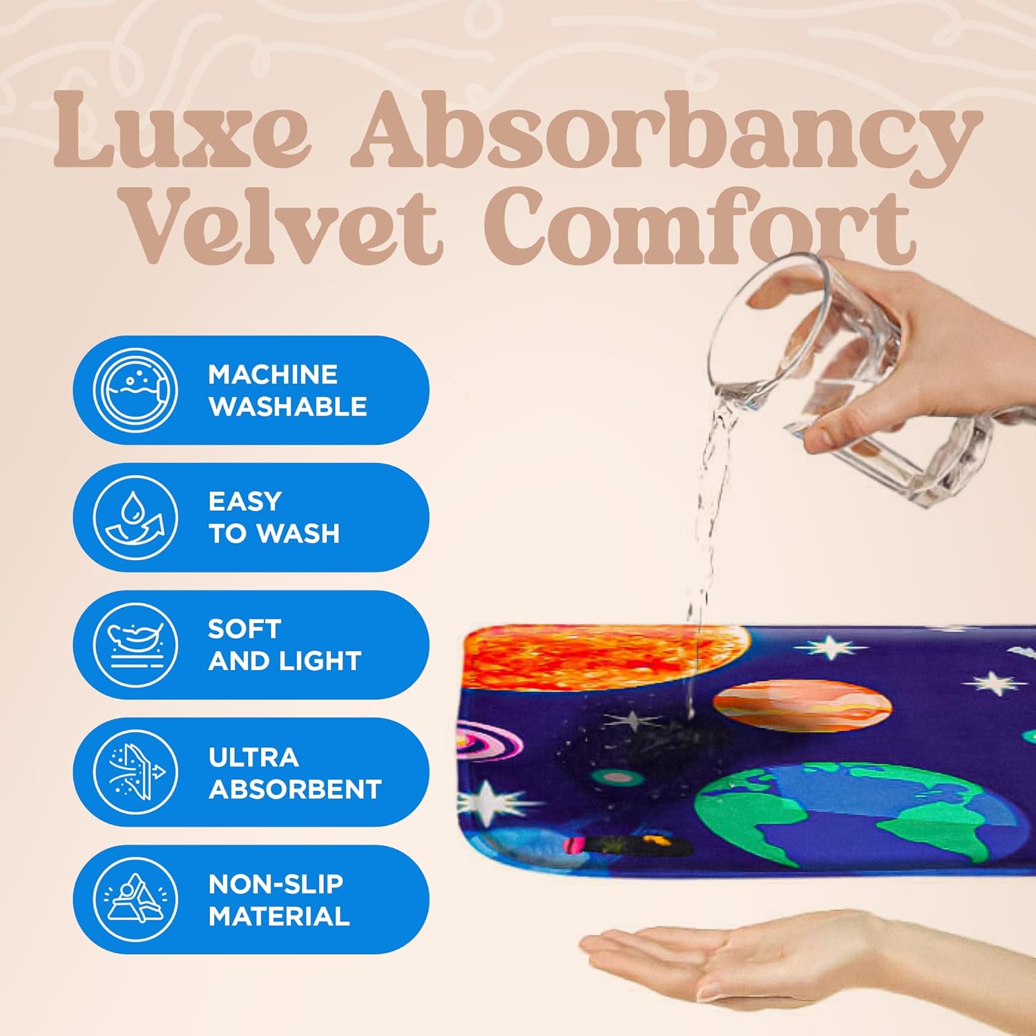 Khelo Kids Space Bath Mat - 17x24 Inch Astronaut Solar System Rug