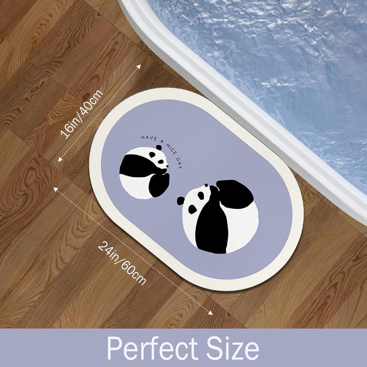 Milnnie Panda Bath Rug 16x24 Non-Slip Absorbent Mat